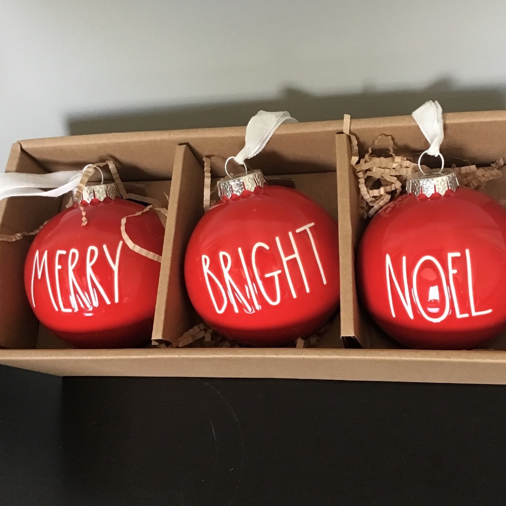 Rae Dunn / Christmas Ornaments / Merry, Bright, Noel